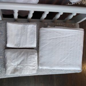 White Cotton Damask Stripe Duvet & Shams